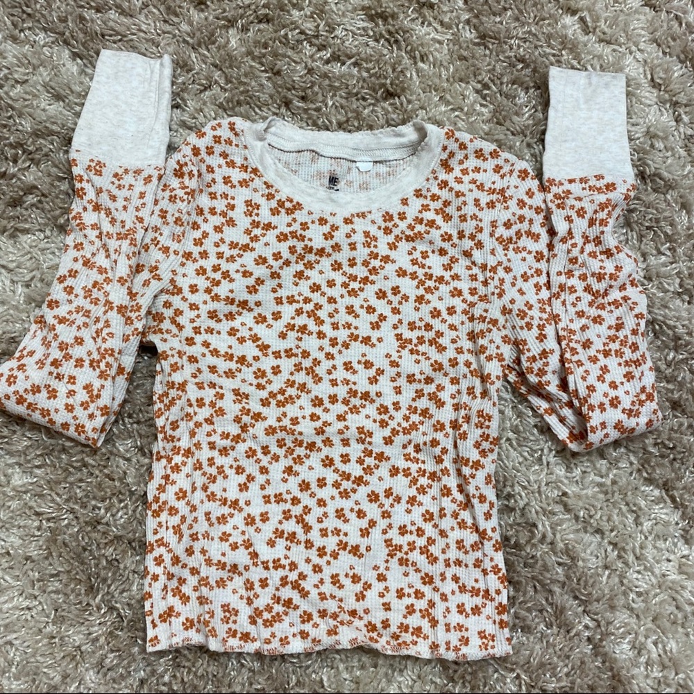 PAC sun long sleeve orangy flower top
